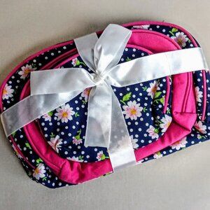 Lord & Taylor 3-Pc. Floral Cosmetic Bag Set